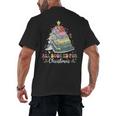 All Booked For Christmas Book Tree Lights Christmas Library Men's Back Print T-Shirt All Booked For Christmas Book Tree Lights Christmas Library Men's Back Print T-Shirt
