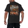 All Booked For Fall Pumpkin Books Thanksgiving Autumn Leaves Men's Back Print T-Shirt