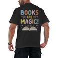 Books Are Magic Whimsical Retro Bookworm Men's Back Print T-Shirt