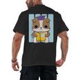 Bulldog Anime Pup Graduation Men's Back Print T-Shirt