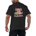 Caffelotl Cute Axolotl Pun Coffee Book Lover Kawaii Humor Men's Back Print T-Shirt
