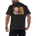 Capybara Axolotl Kawaii Kids Anime Book Lover Reading Men's Back Print T-Shirt