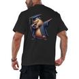 Capybara Graduation Dabbing Capy Wearing Graduate Gown Men's Back Print T-Shirt