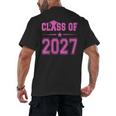 Class Of 2027 Pink Girls Shirt Graduation Men's Back Print T-Shirt