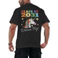 Class Of 2031 Magical Unicorn Graduation Cap Men's Back Print T-Shirt
