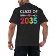Class Of 2035 Kindergarten Pre K Grow With Me Graduation Men's Back Print T-Shirt