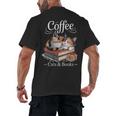 Coffee Cats And Books Cozy Calico Reader Love Cute Cat Men's Back Print T-Shirt