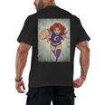 The Crimson Crescent 90s Retro Comic Book Superheroine Art Men's Back Print T-Shirt
