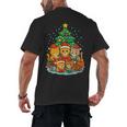 Cute Cats Reading Books Christmas Tree Men's Back Print T-Shirt