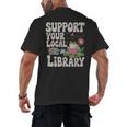 Cute Frog Support Your Local Library Librarian Book Lover Men's Back Print T-Shirt