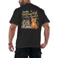 Easily Distracted By Cats And Books Book & Cat Lover Men's Back Print T-Shirt Easily Distracted By Cats And Books Book & Cat Lover Men's Back Print T-Shirt