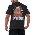 Ew People Capybara Christmas Introvert Holiday Humor Men's Back Print T-Shirt