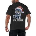 Ew People Christmas Cat Santa Hat Dad Introvert Men's Back Print T-Shirt Ew People Christmas Cat Santa Hat Dad Introvert Men's Back Print T-Shirt