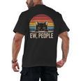 Ew People Retro Vintage Anti Social Cat Introvert Men's Back Print T-Shirt