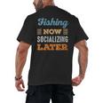 Fishing Now Minimal Socializing Introvert Vintage Men's Back Print T-Shirt