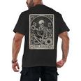 Floral The Reader Tarot Card Skeleton Reading Book Men's Back Print T-Shirt Floral The Reader Tarot Card Skeleton Reading Book Men's Back Print T-Shirt