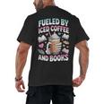 Fueled By Iced Coffee And Books Book Lover Retro Men's Back Print T-Shirt Fueled By Iced Coffee And Books Book Lover Retro Men's Back Print T-Shirt