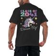 Girls Class Of 2041 Magical Unicorn Graduation Cap Men's Back Print T-Shirt