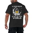 Good Book Is Out Of This World Astronaut Moon Space Reading Men's Back Print T-Shirt