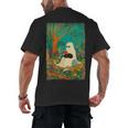 Groovy Ghost Reading Book Cat Halloween Ghost Teacher Men's Back Print T-Shirt Groovy Ghost Reading Book Cat Halloween Ghost Teacher Men's Back Print T-Shirt