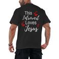 This Introvert Loves Jesus Religious Red Hearts Graphic Men's Back Print T-Shirt This Introvert Loves Jesus Religious Red Hearts Graphic Men's Back Print T-Shirt