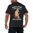 Just a Girl Who Loves Cats And Books Reading Cat & Bookworm Men's Back Print T-Shirt Just a Girl Who Loves Cats And Books Reading Cat & Bookworm Men's Back Print T-Shirt