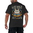 I Just Want To Read Books And Pet Cats Introvert Men's Back Print T-Shirt