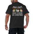 Most Likely To Read A Book On Christmas Snowman Family Men's Back Print T-Shirt Most Likely To Read A Book On Christmas Snowman Family Men's Back Print T-Shirt
