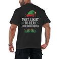 Most Likely To Read A Book Matching Christmas Elf Men's Back Print T-Shirt