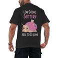 Low Social Battery Cute Snail With House Introvert Cozy Home Men's Back Print T-Shirt Low Social Battery Cute Snail With House Introvert Cozy Home Men's Back Print T-Shirt