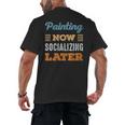 Painting Now Minimal Socializing Introvert Vintage Men's Back Print T-Shirt