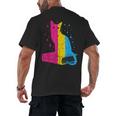 Pansexual Pride Celestial Cat Sitting Book LGBTQ Pan Colors Men Women Men's Back Print T-Shirt Pansexual Pride Celestial Cat Sitting Book LGBTQ Pan Colors Men Women Men's Back Print T-Shirt