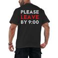 Please Leave By 9 Introvert Party Anti-Social Birthday Men's Back Print T-Shirt