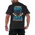 Proud Brother Of Two 2024 Graduates Twin Family Graduation Men's Back Print T-Shirt