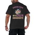Proud Mom Of a 2024 Graduate Floral Flower Family Graduation Men's Back Print T-Shirt