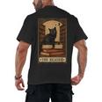 The Reader Cat Book Reading Halloween Tarot Card Men's Back Print T-Shirt The Reader Cat Book Reading Halloween Tarot Card Men's Back Print T-Shirt