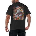 Retro Floral Red & Booked Library Reading 4th Of July Men's Back Print T-Shirt Retro Floral Red & Booked Library Reading 4th Of July Men's Back Print T-Shirt