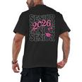 Senior 2026 Class Of 2026 Coquette Pink Bow Graduation Moms Men's Back Print T-Shirt