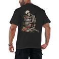 Skeleton Reading Book Halloween Bookworm Bibliophile Reader Men's Back Print T-Shirt