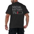 Social Battery 1 Percent Introvert Mood Minimalist Men's Back Print T-Shirt