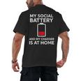 Social Battery Low Charger At Home Antisocial Introvert Men's Back Print T-Shirt