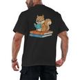 Squirrel Reading Book Glasses Bookworm Librarian Men's Back Print T-Shirt