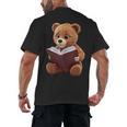 Teddy Bear Reading a Book Men's Back Print T-Shirt