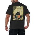 Vintage Japanese Cat Book Lovers Librarian Cat Dad Teacher Men's Back Print T-Shirt