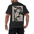 Vintage Vampire Bat Vampire Pin Up Girl Horror Comic Book Men's Back Print T-Shirt Vintage Vampire Bat Vampire Pin Up Girl Horror Comic Book Men's Back Print T-Shirt
