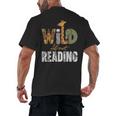 Wild About Reading Books Animal Theme Bookworm Library Day Men's Back Print T-Shirt Wild About Reading Books Animal Theme Bookworm Library Day Men's Back Print T-Shirt
