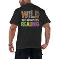Wild About Reading Library Day Reading Books & Bookworm Men's Back Print T-Shirt