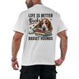 Basset Hound Dog Breed Life Is Better With Books And a For Men Women Girls Kids Men's Back Print T-Shirt