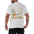 Book Lover Moonlight Reading Scene Night Men's Back Print T-Shirt