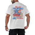 Books Fireworks And Freedom 4th Of July Book Lover Men's Back Print T-Shirt